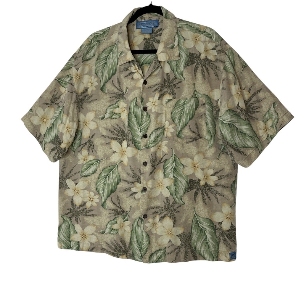 Bermuda Bay 100%‎ Silk Shirt Men's XL Tropical Short Sleeve Button Down Classic